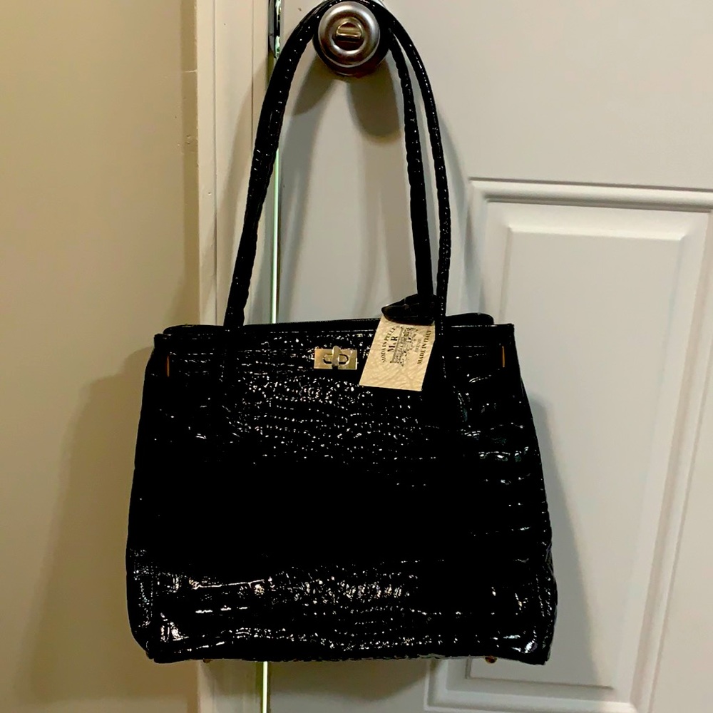 Moda in Pelle Black handbag made in Italy.